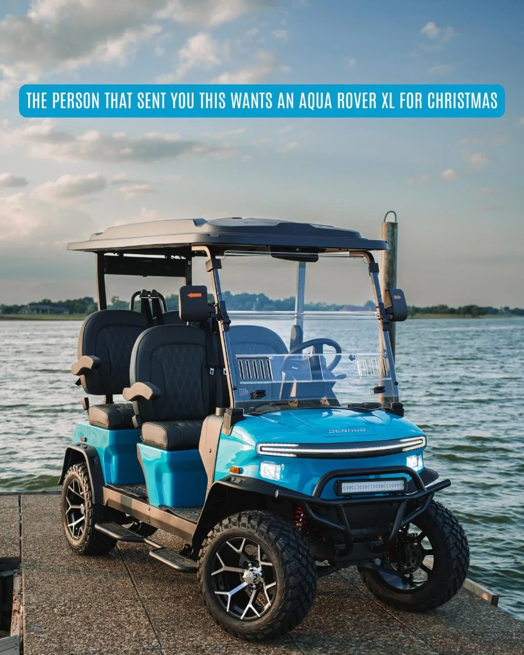 Carro de golf eléctrico Denago azul 4 pasajeros en México