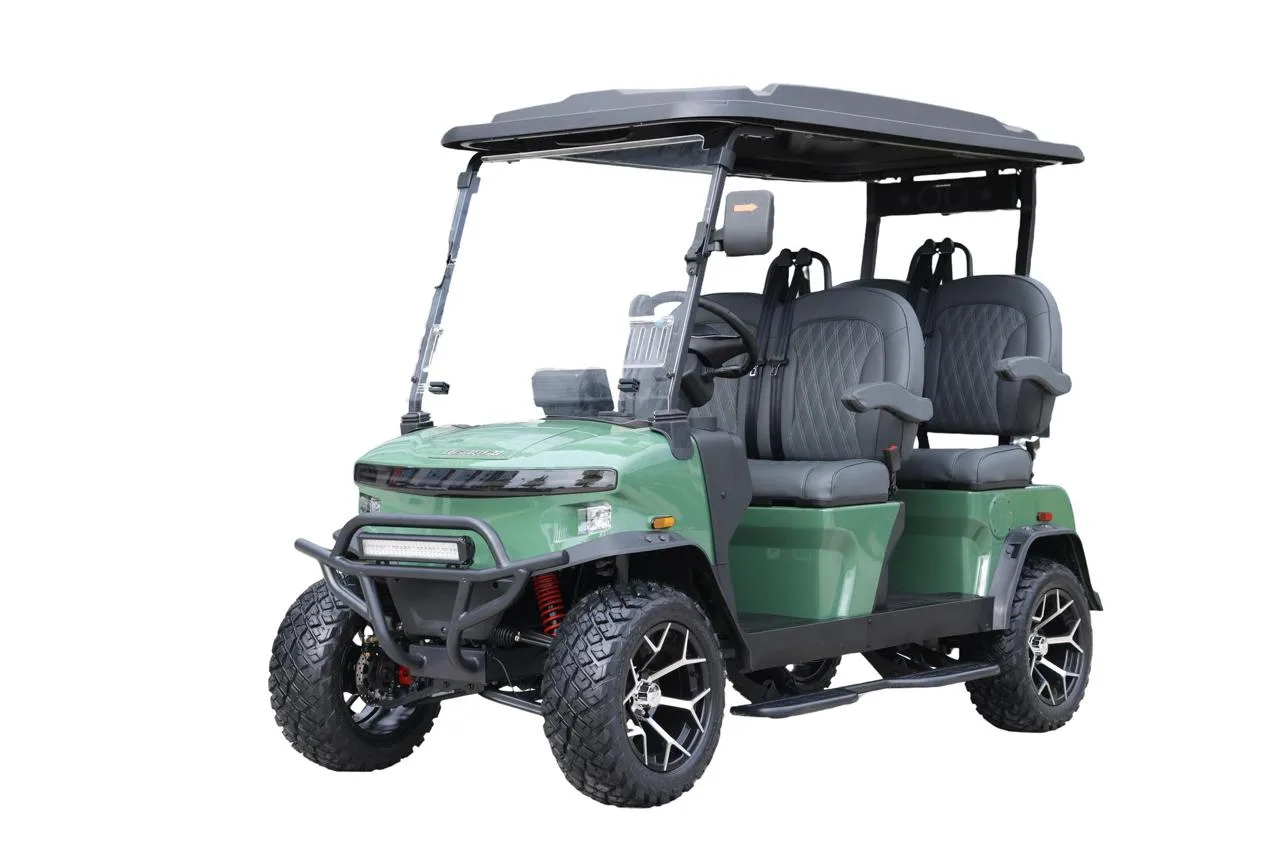 Carro de golf eléctrico Denago verde 4 pasajeros en México